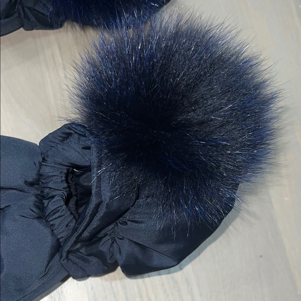 Chic Navy Fur-Trimmed Winter Snowsuit - Picture 5 of 9